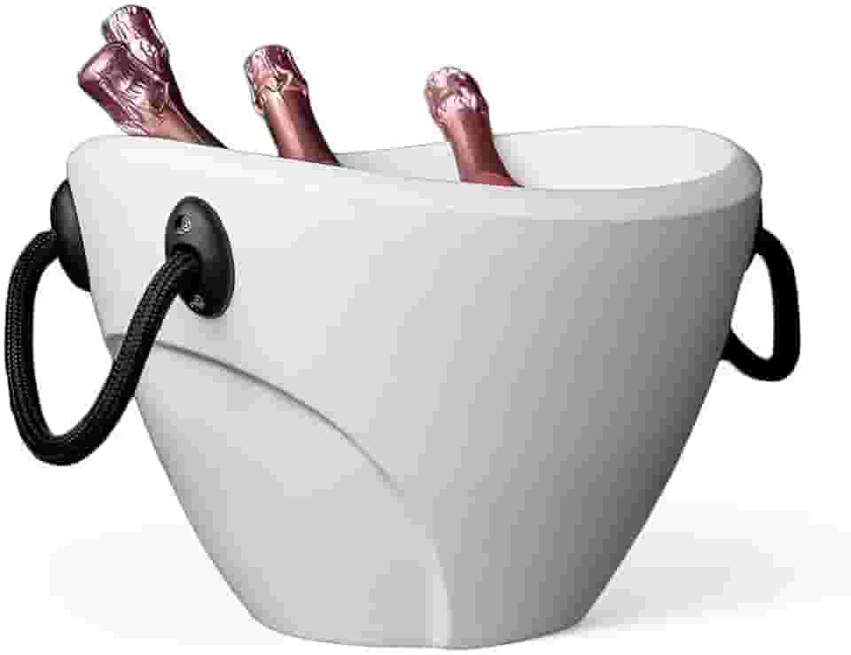 Champanheira Balde de gelo13L com alça e parede dupla para 4 garrafas - Sofisticação e praticidade para suas comemorações.