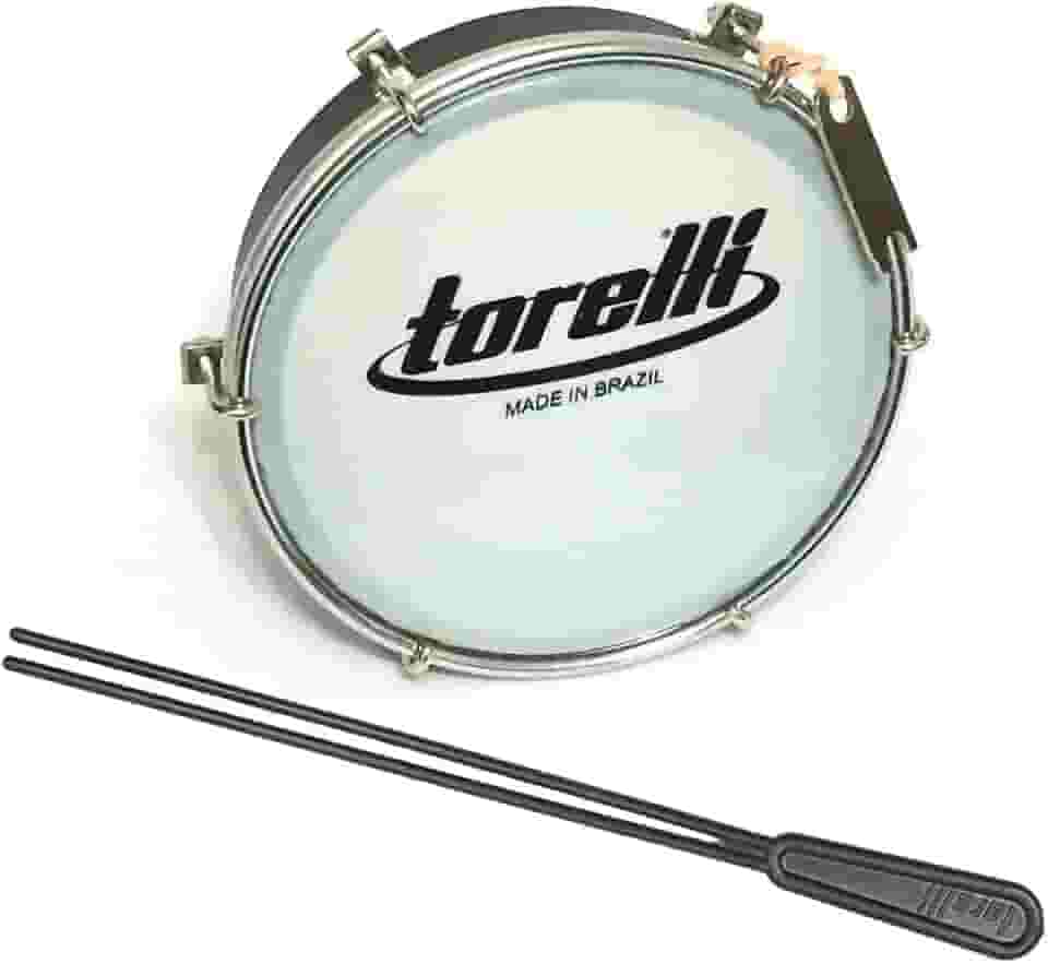 Kit Tamborim Pele Leitosa Torelli TT 404 Preto Baqueta Dupla