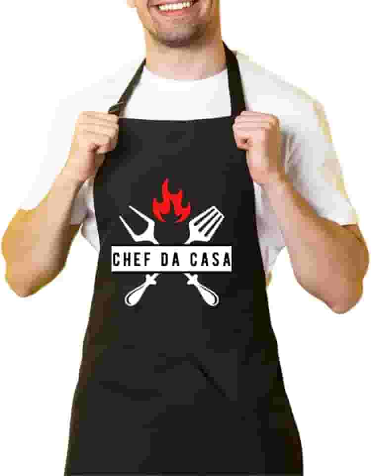 Avental De Cozinha Churrasqueiro Preto Chef Da Casa