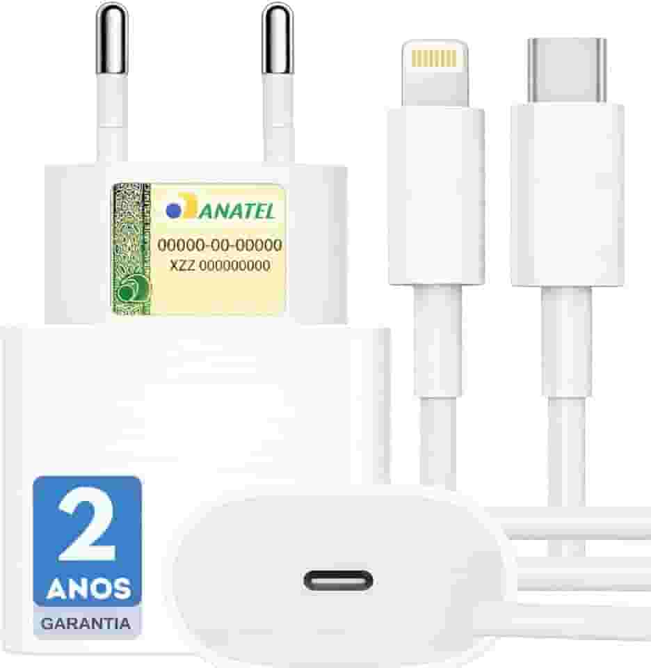 Carregador 25w Turbo Para iPhone 8 X Xr 11 12 13 14 Pro Max Fonte Usb C Homologado Cor Branca Premium UTBRX