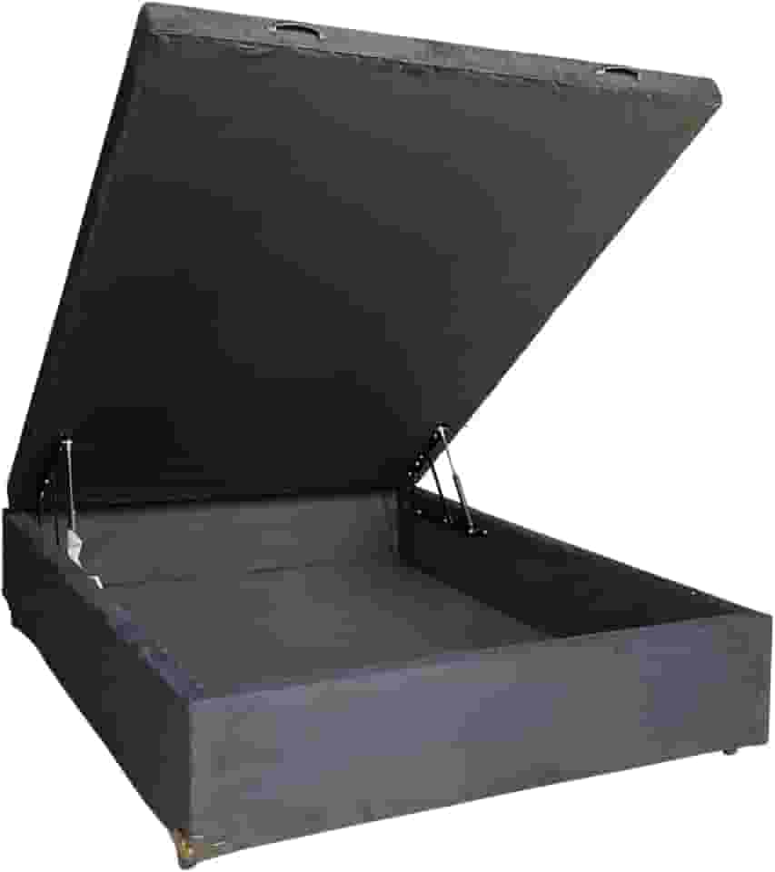 Cama Box Baú Casal Suede Preto Com Pistão A Gás - Estrutura Reforçada - Imperium do Sono