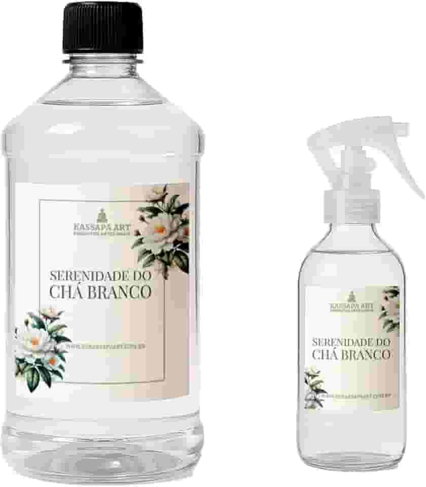 Kit Aromatizador De Ambientes 200 ml + Refil De 1 L - Inspiração Grandes Marcas (Chá Branco)