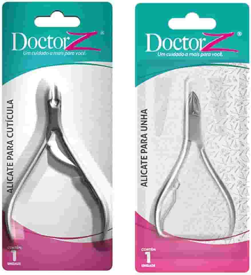 Kit Alicate de Cortar Unha e Alicate Para Cuticula Aço Inox 10 CM Profissional Doctor Z Premium M5 Armarinhos