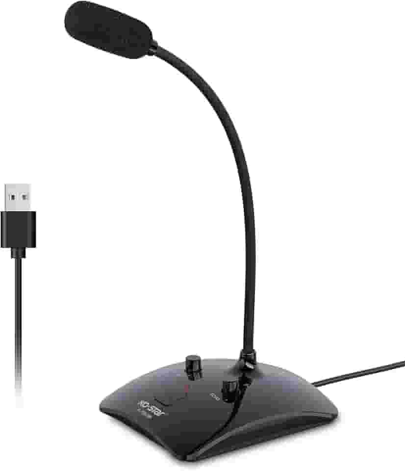 Ko-Star Microfone de gravação, microfone omnidirecional condensador de podcast de computador com botão mudo e indicador LED para laptop, Mac, PS4 - vocal, podcasting, Skype, YouTube, streaming (preto)