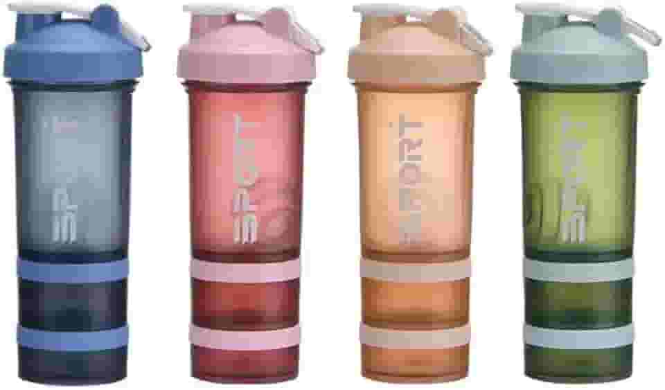 Coqueteleira para Academia com Misturador, 650 ml, Compartimentos para Suplementos, Antivazamento (Verde)