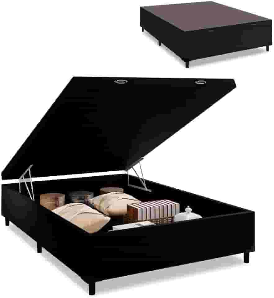 Cama Box com Baú Casal com 38cm de Altura Prince Preto