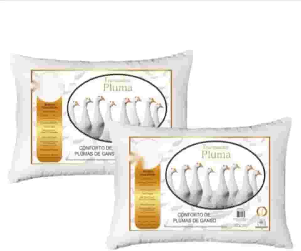 Travesseiro Pluma de Ganso Antialérgico Macio e asuave 2 unidades