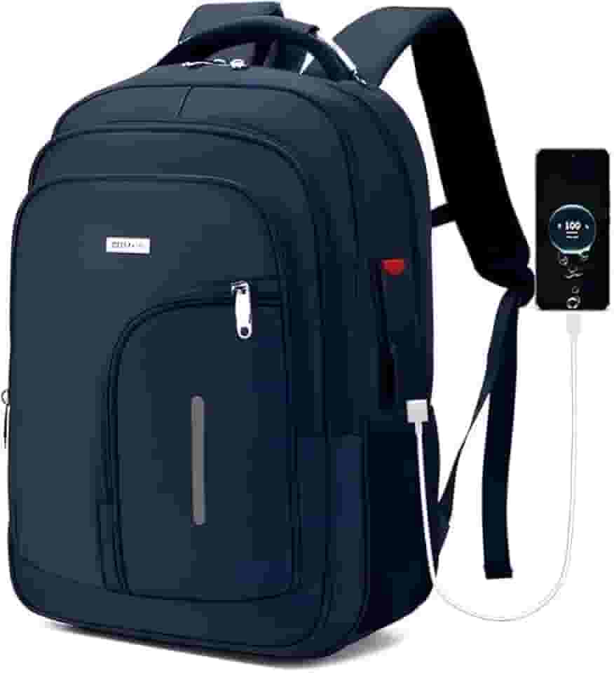 Mochila Masculina Reforçada Executiva Grande Mochila para Notebook Trabalho Viagem Escola com Cabo de Aço Impermeável Antifurto com Saídas USB/Fone de Ouvido Unissex