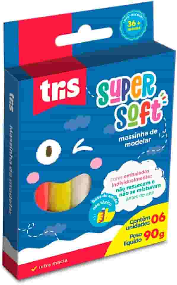 Massa De Modelar Supersoft 90G - Conjunto C/6 Cores - Tris, Multicor