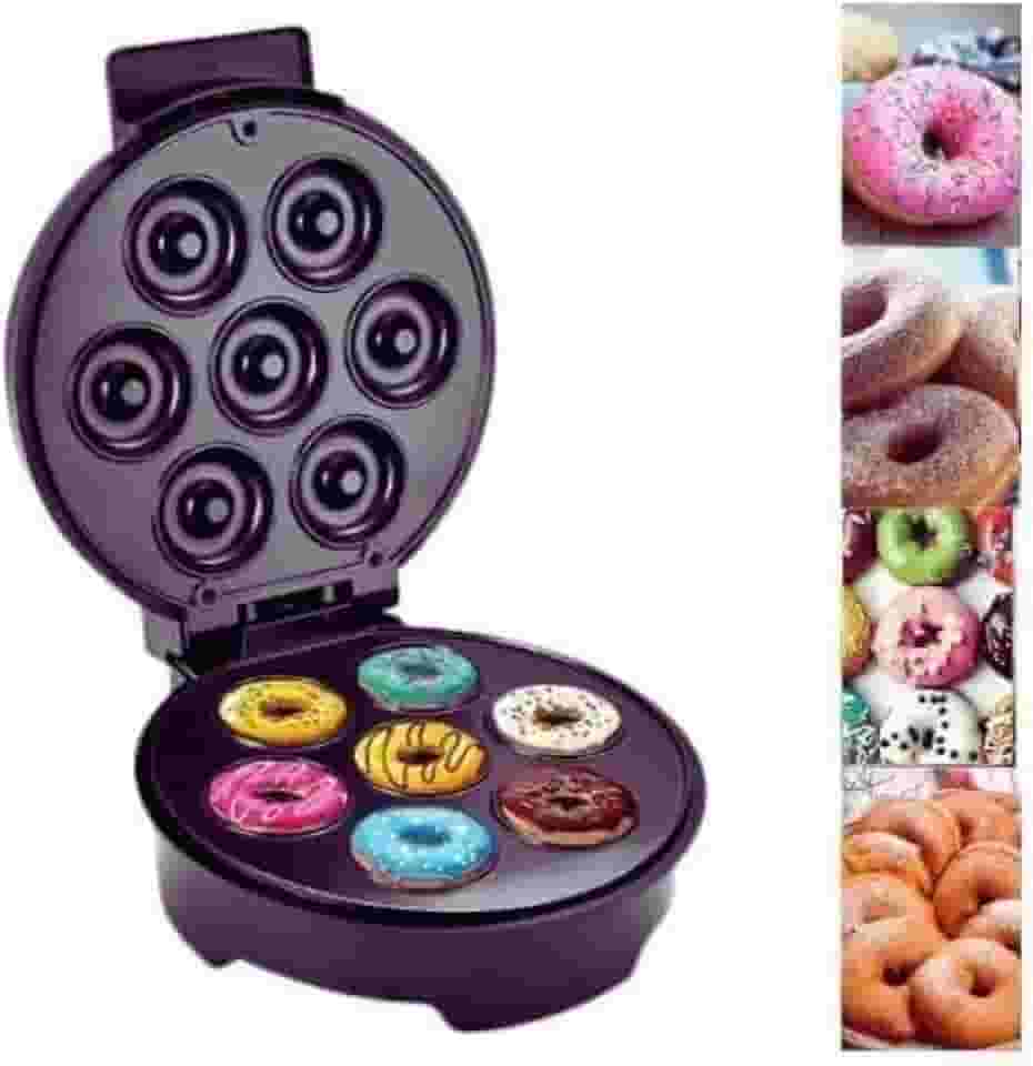 Máquina de Fazer Mini Donuts e Rosquinhas Portátil 1000W com Revestimento Antiaderente para Confeitaria (Preto 127V)