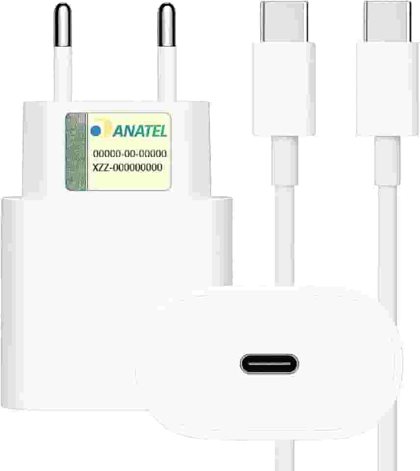 Carregador Turbo 25W Tipo C com Cabo 1M Compatível com Todos os Dispositivos USB-C – Carregamento Rápido Premium