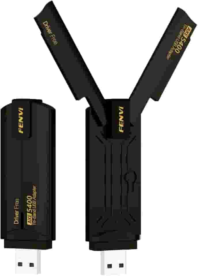 [Atualizado para WiFi 6E] Adaptador USB FENVi AXE5400 WiFi 6E, Tri-Band 6GHz/5GHz/2,4GHz, receptor de rede sem fio de 5400Mbps Dongle para Win11/10, WPA3, adaptador de rede sem fio USB WiFi Dongle