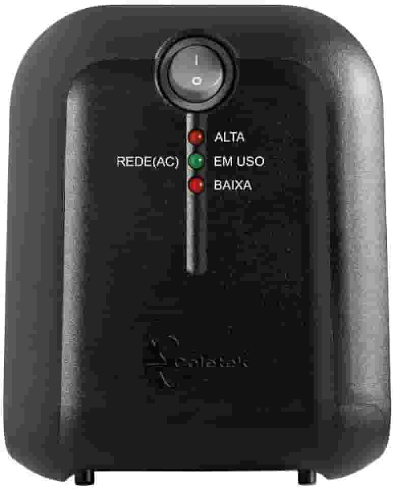 Estabilizador Coletek ES-1500VA Preto, Tensão nominal de entrada 115/220V bivolt automático e Tensão nominal de saída mono 115V, 5 Tomadas Padrão NBR 14136 Frequência 60Hz