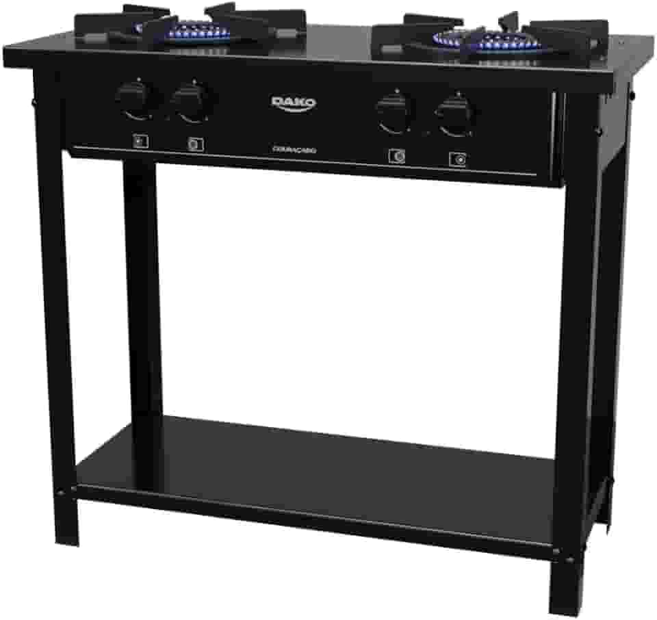 Fogão Industrial 2 Bocas Preto com Dupla Chama e Pés Removíveis Dako Couraçado