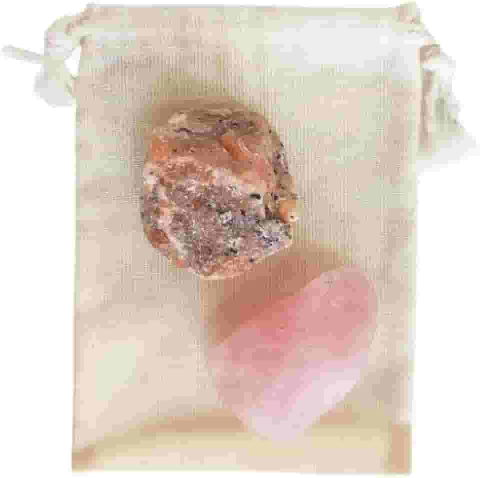 Kit de Cristais e Pedras Naturais para Amor Próprio e Felicidade - Calcita Laranja, Quartzo Rosa, Energização e Equilíbrio Emocional, Cura e Harmonia, Bem-Estar e Prosperidade Espiritual.