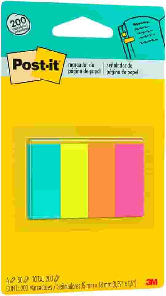 Post-it, 3M, Marcador de Página de Papel 38 mm x 15 mm - 4 Blocos