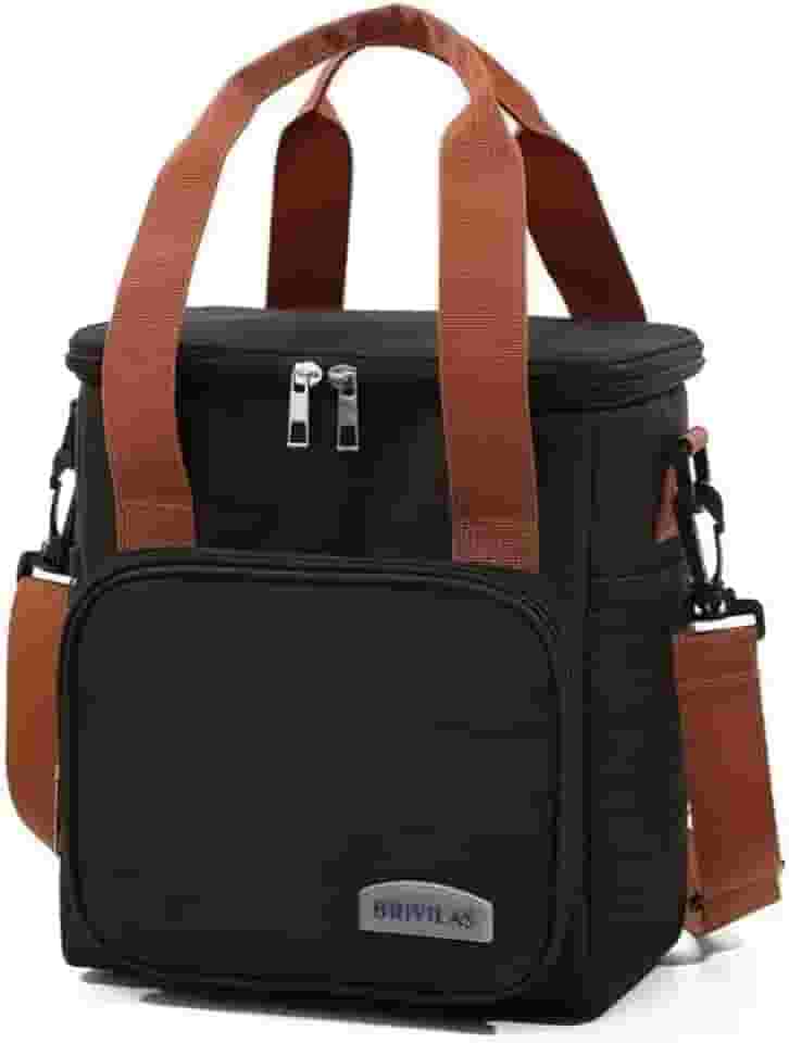 Bolsa Térmica Grande Capacidade Oxford Impermeável | Viagem, Praia, Piquenique | Zíper Duplo, Alças Ajustáveis, Dobrável (Preto)