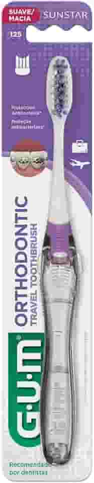 Escova Dental para Viagem Ortodôntica GUM, cerdas antibacterianas, portátil, Gum, Sortidas