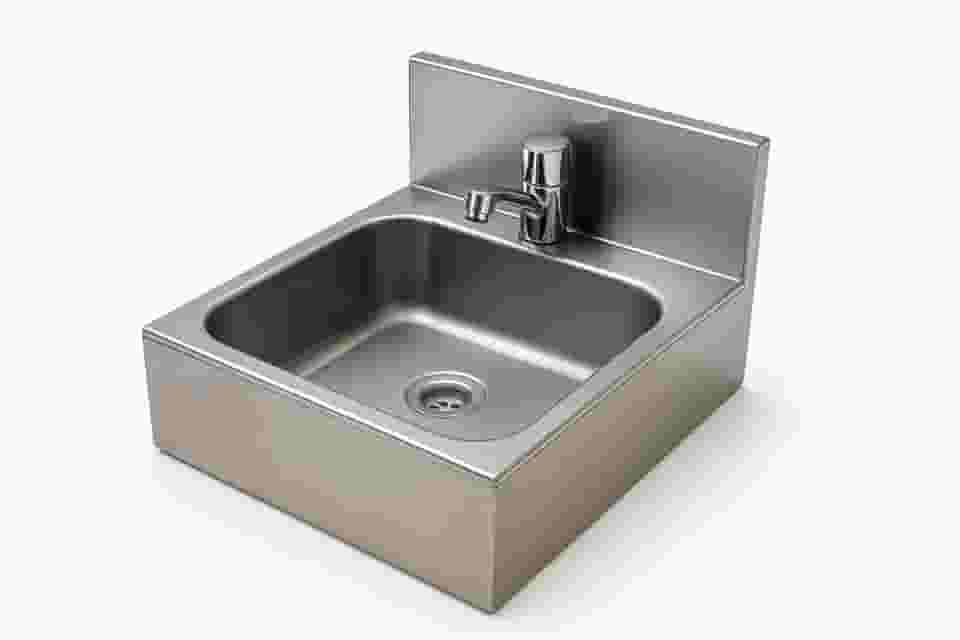 Pia Industrial Suspensa em Aço Inox, Lavatório para Higienização de Mãos, Uso Comercial