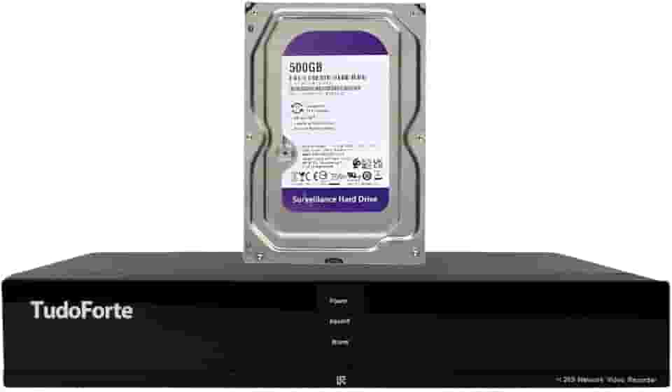 Kit DVR Gravador de Vídeo Tudo Forte TFHDX 3308 8 Canais com Detecção de Movimento + HD 500GB