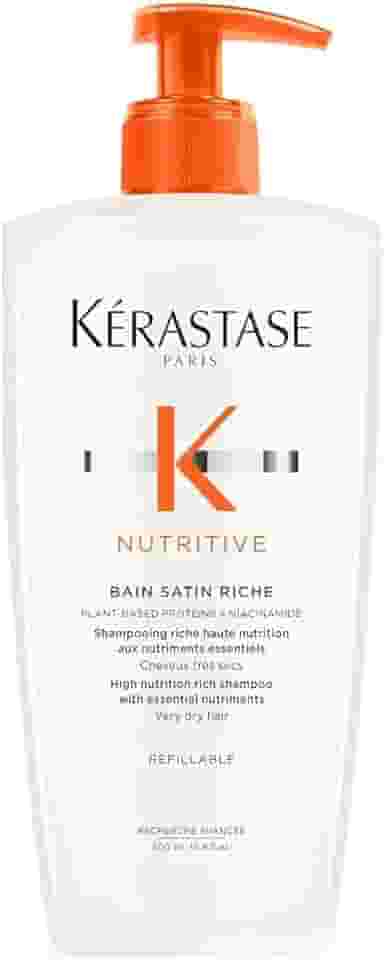 Kérastase | Shampoo Bain | Nutritive Satin Riche | Nutrição para cabelos muito secos | Hidratação | Brilho | Maciez | Niacinamida | Glicerina | Refilável | 500ml