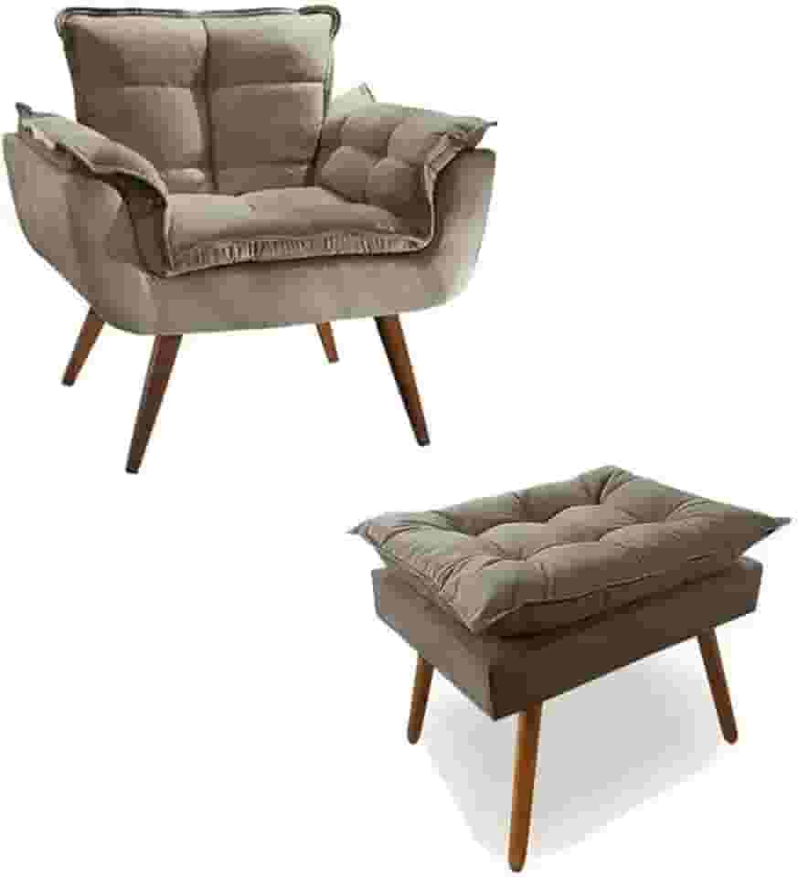 Poltrona + Puff Linda Platinum Decor Capuccino…