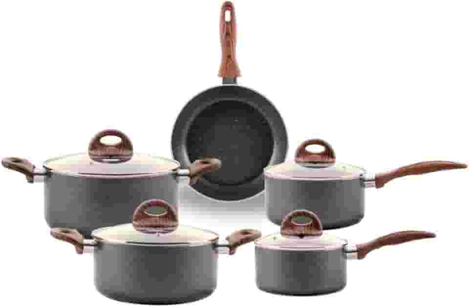 Brinox - Jogo de Panelas Antiaderente Ceramic Life 5 Peças com Fundo de Indução Smart Plus - Granito