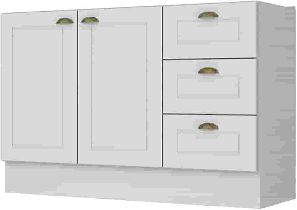 Balcão de Cozinha Pia 120 Cm 3 Gavetas 2 Portas Americana Henn