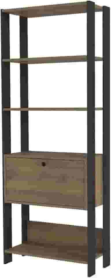 Estante Organizadora com porta basculante MATCH cor Pinho/Preto - Artely