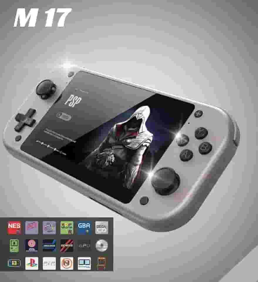 Console de jogo M17-64G e 128G, portátil com 20.000 jogos integrados, console de jogo retrô, tela de 4,3 polegadas, videogame portátil