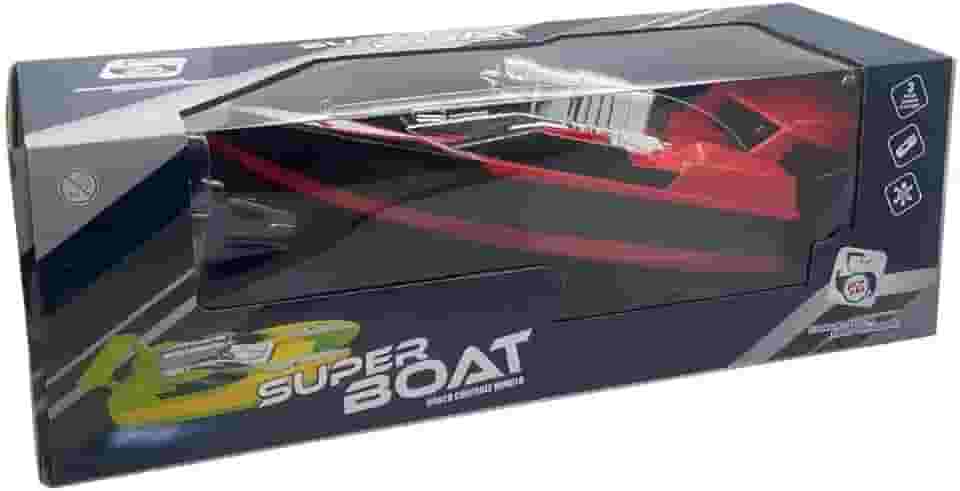 Super Lancha Controle Remoto, Barco Sport Veloz Com 2 Motores (Vermelho)