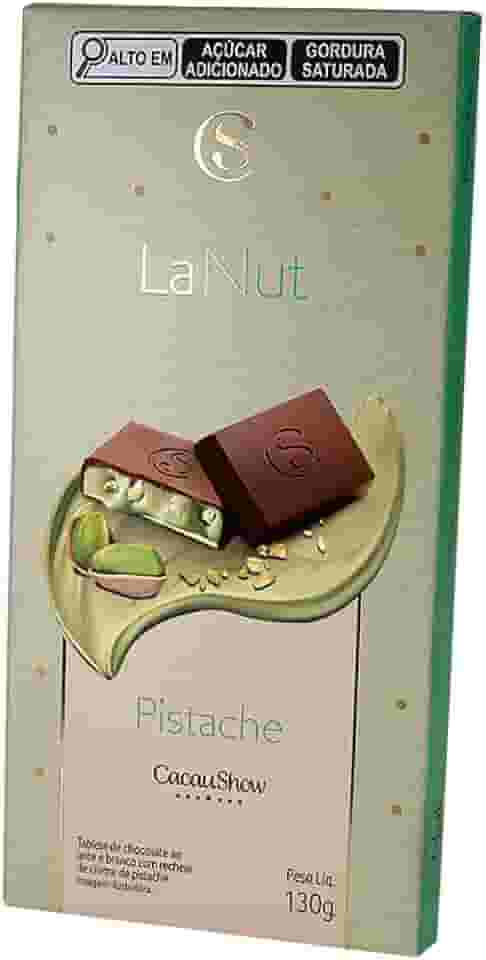 Tablete De Pistache Cacau Show Barra Lanut 130g Recheada
