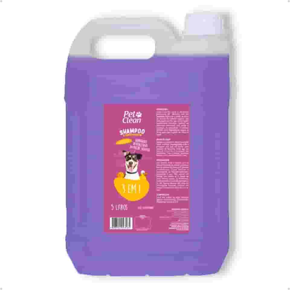Shampoo e Condicionador Banho Pet Shop para Cachorro e Gato 5L Pet Clean 3em1