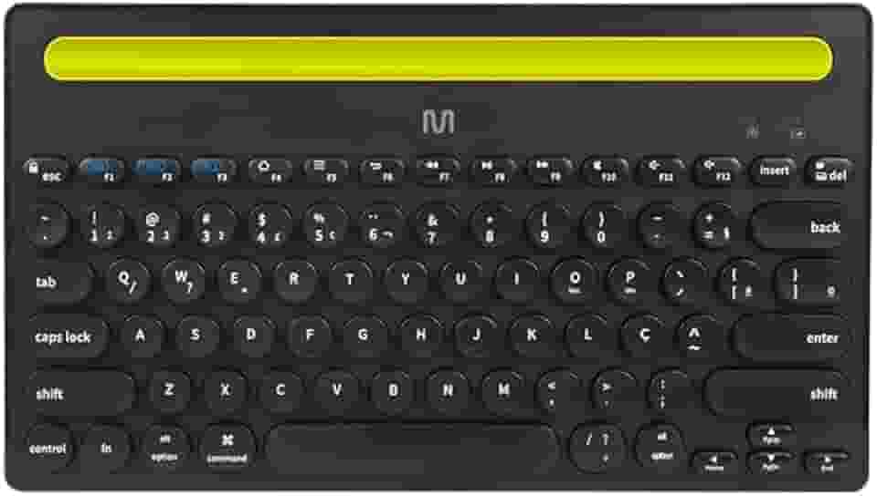 Teclado sem Fio Multi Bluetooth com 3 Pareamentos Simultâneos, 14 Teclas Multimídia e Slot para Dispositivos até 25cm – Preto TC284