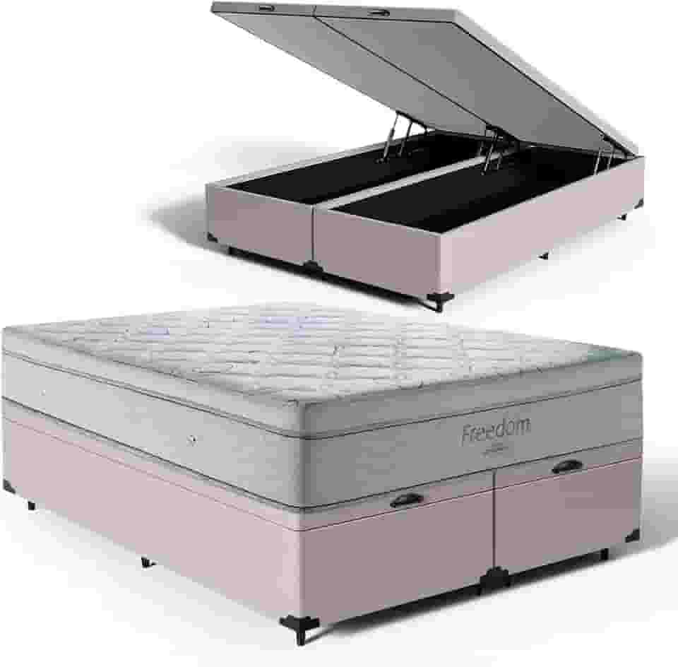 Cama Box Baú com Colchão de Molas Ensacadas D33 Pillow In Ortobom Freedom (Queen)