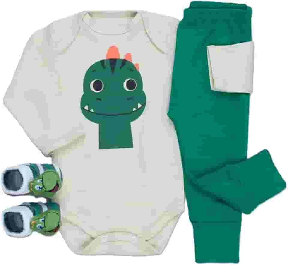 Conjunto Bebê Body Manga Longa, Calça com Pé Reversível e Pantufa – Bichinhos Carinhosos - Loja Era Uma Vez