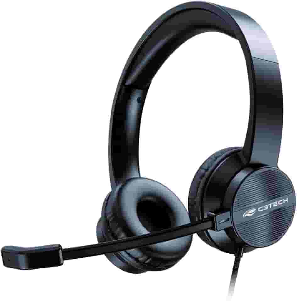 C3tech Headset com fio USB PH-380BK, Preto, Microfone Omnidirecional, Reducao de ruidos, Alto-Falante 40mm