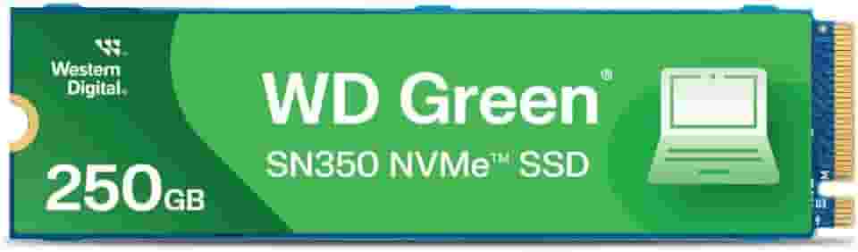 SSD WD Green SN350 250GB NVMe M.2 2280 (Leitura até 2400MB/s e Gravação até 1500MB/s)