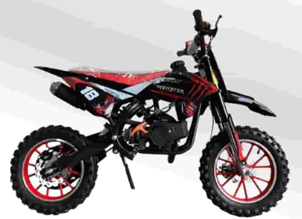 Mini Moto Cross Trilha 49cc Monster Vermelha Gasolina com Óleo 2 Tempos