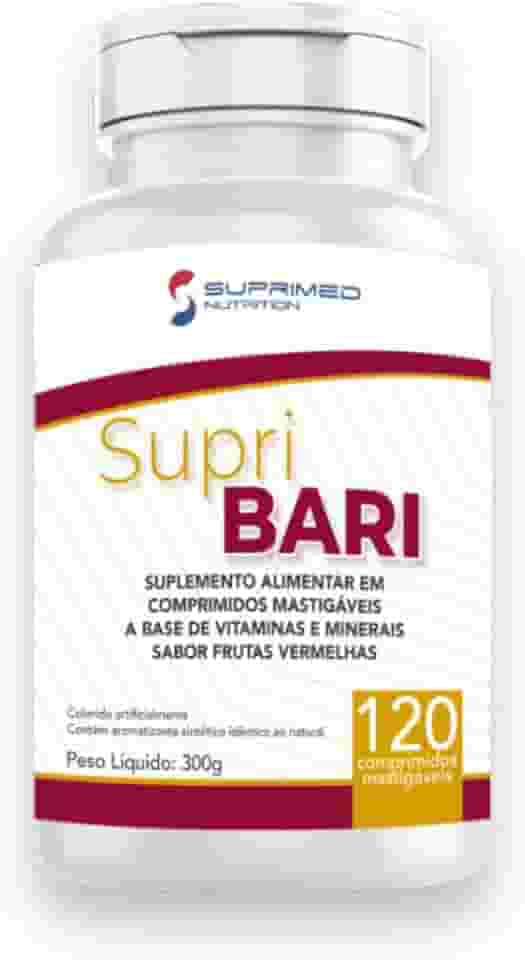 Supri Bari Suplemento de Vitaminas e Minerais Sabor Frutas Vermelhas - 120 Comprimidos Mastigáveis