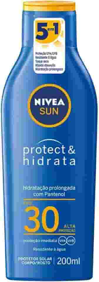 NIVEA SUN Protetor Solar Protect & Hidrata FPS 30 200ml - Com toque seco, rápida absorção e resistente à água, esse protetor solar oferece alta proteção ao sol e promove hidratação à pele