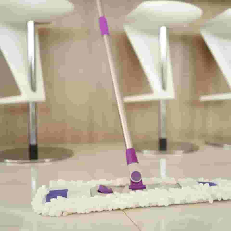 Mop Pó Cabo Retrátil em Aço Inox 55cm Cabo 1,52 Metros Limpeza Pesada 1 Refil