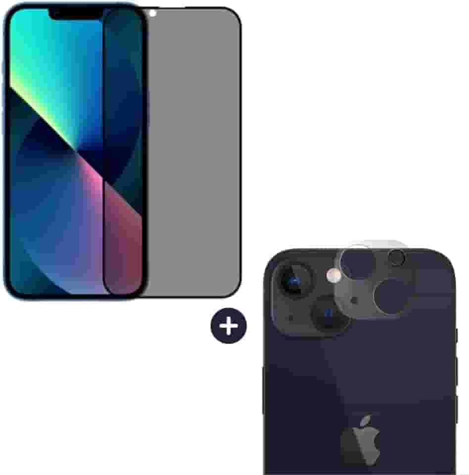 Película De Vidro Privacidade 3D Anti Spy Tela Toda Para iPhone + Película Lente de Câmera (iPhone 14)