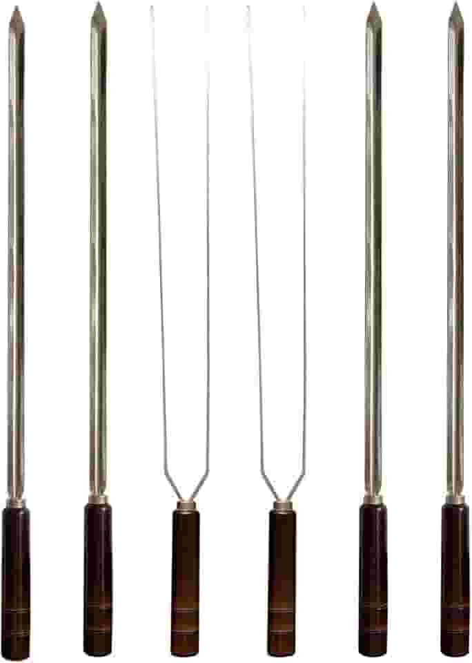 Kit 6 Espetos Artesanais Inox P/Churrasco