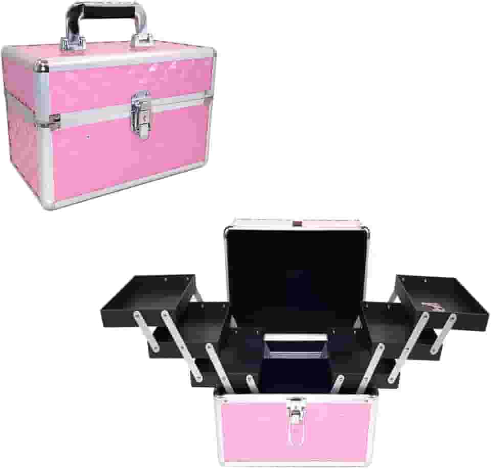 Maleta Para Maquiagem Porta Joias Bijuterias e Acessórios (ROSA FOSCO)