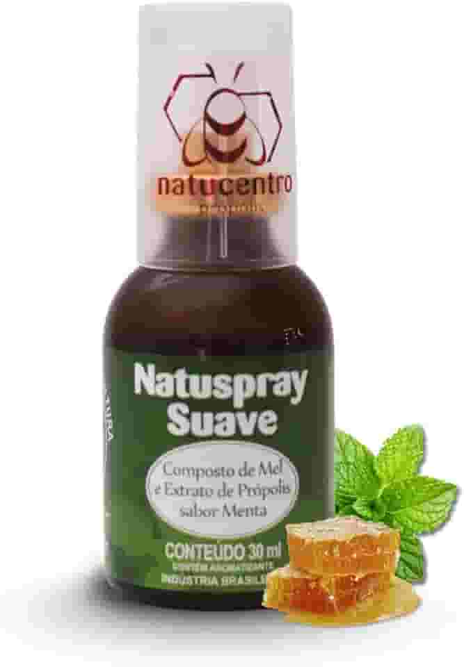 Natuspray Suave, Propolis Verde Spray Bucal de Mel e Própolis com Menta, 30 ml - Frasco portátil, Sabor Suave, Hálito Fresco, Auxílio ao Sistema Imunológic e ao Alívio da Garganta