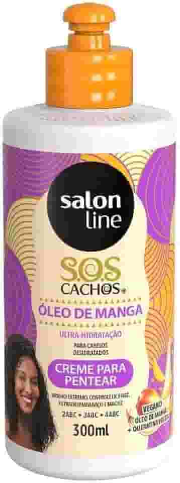 Salon Line, Creme de Pentear, SOS Cachos, Óleo de Manga, Hidratação Intensa - Cabelos Ondulados, Cacheados e Crespos, 300 ml