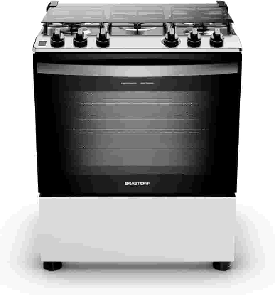 Fogão Brastemp 5 Bocas Cor Branca Com Botões Removíveis e Exclusivo Aro Protetor - BFS5NDB BIVOLT