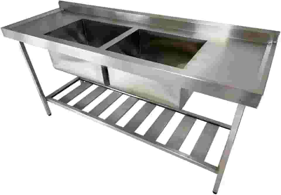 Pia De Aço Inox Industrial 170x60x90 Cm Cuba Dupla Nortinox