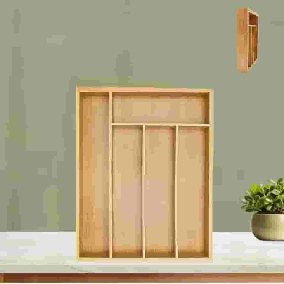 Organizador Gaveta Porta Talher Bambu Antibacteriano Antiodor(Não ajustável)